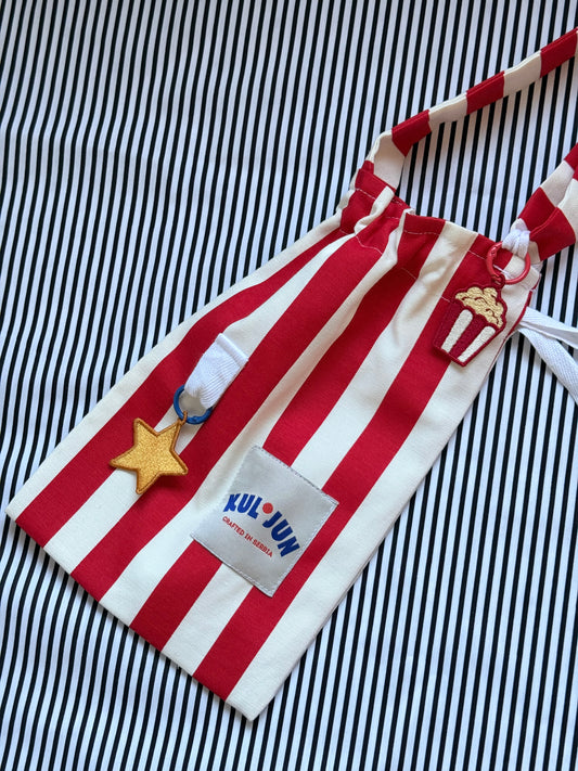 Crveno-bela crossbody torba